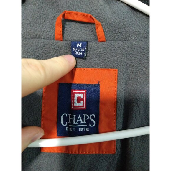 Chaps Jacket Mens Medium Orange Full Zip Fleece Lined Mock Neck Windbreaker - Picture 6 of 9